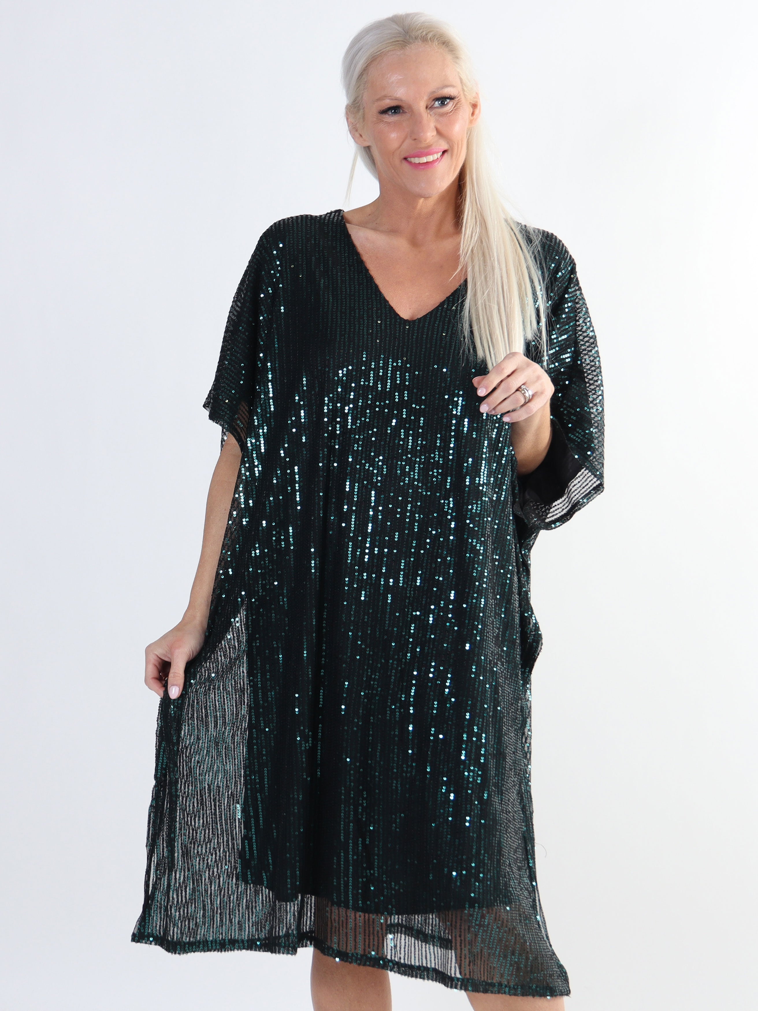 Azmina - Plus size tunikakjole i løs pasform med pailletter